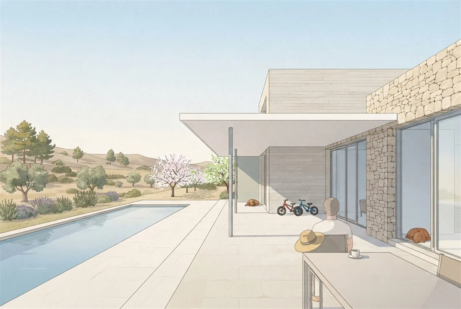 Illustration of the terrace, the idea.